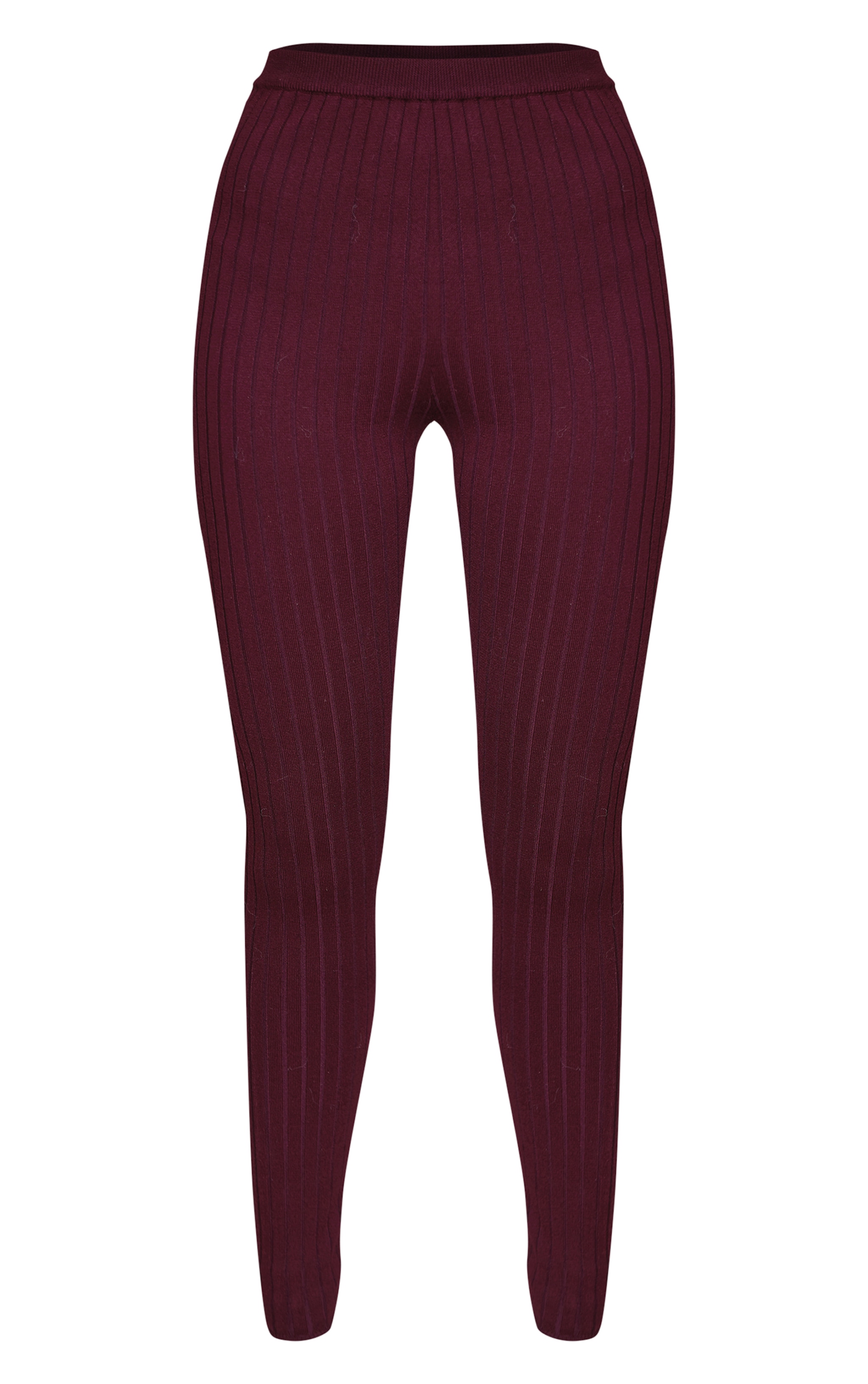 Legging en maille tricot côtelée rouge vin image 5
