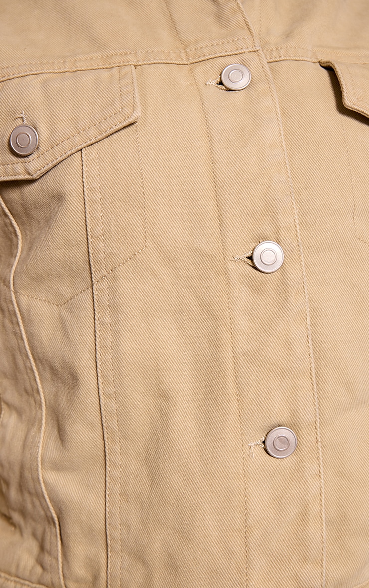 Petite Washed Green Quilted Tie Back Denim Jacket image 4