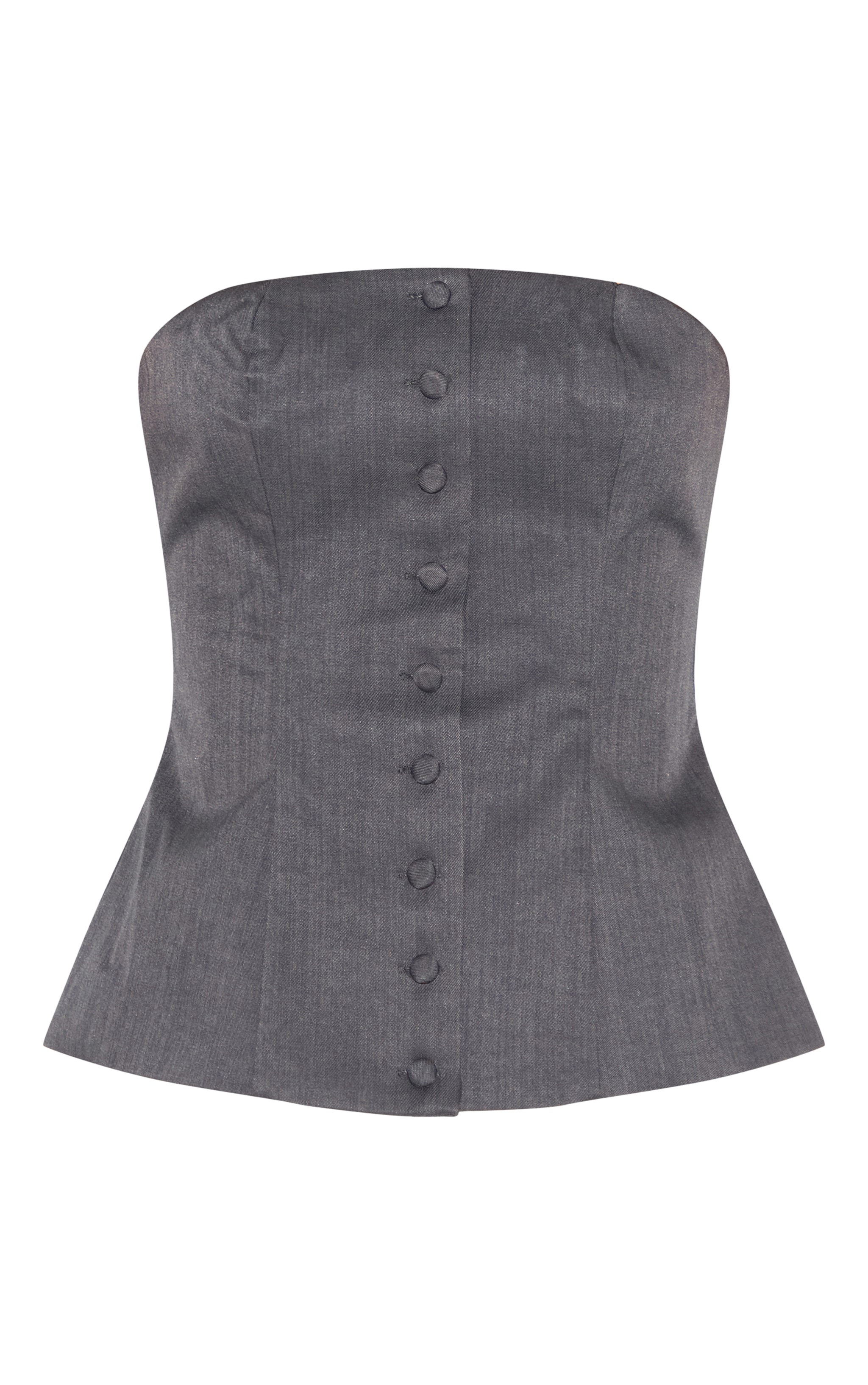 Charcoal Woven Structured Bandeau Vest image 5