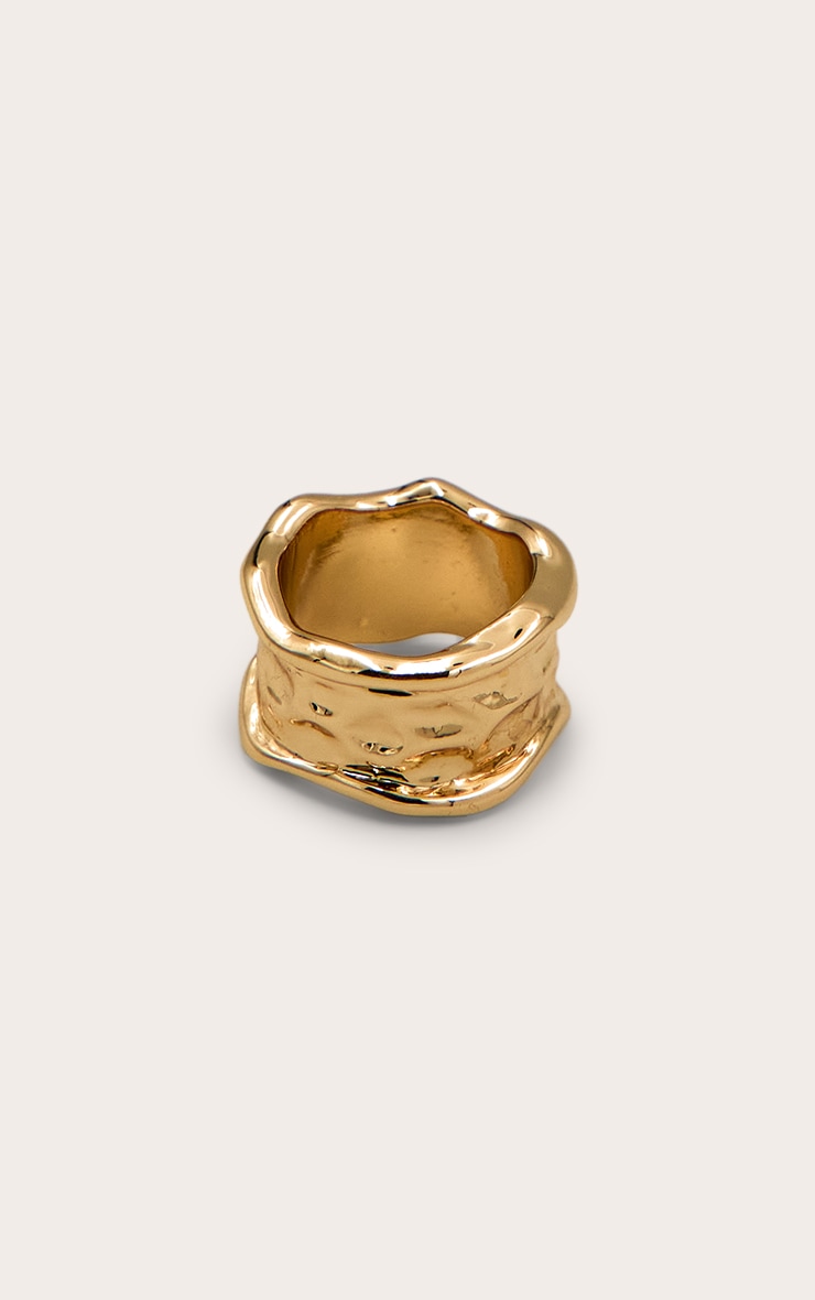 Gold Molten Textured Abstract Ring image 3