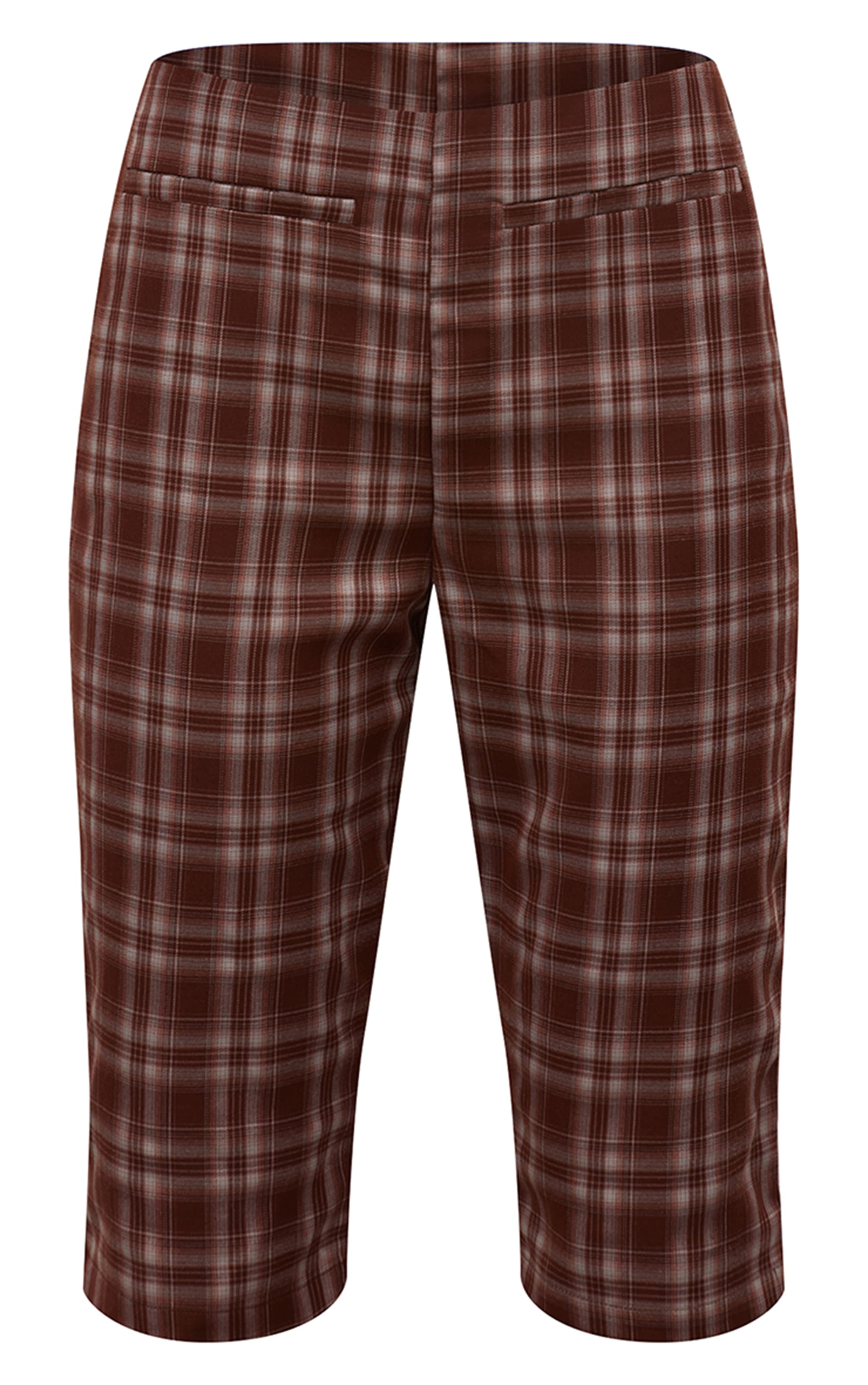 Pantalon capri tissé marron à carreaux image 5