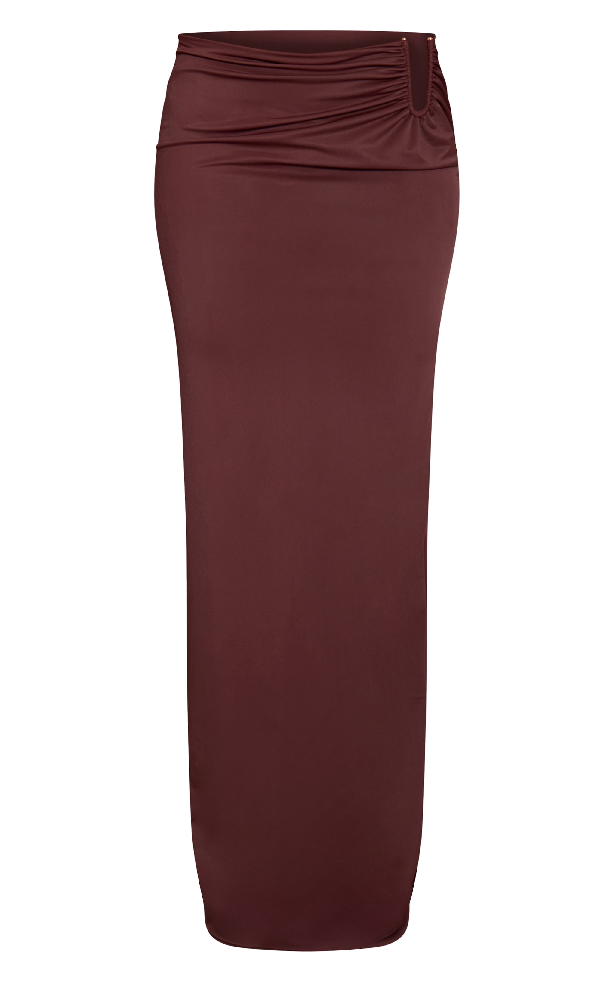 Chocolate Matte Sculpt V Bar Ruched Maxi Skirt image 5