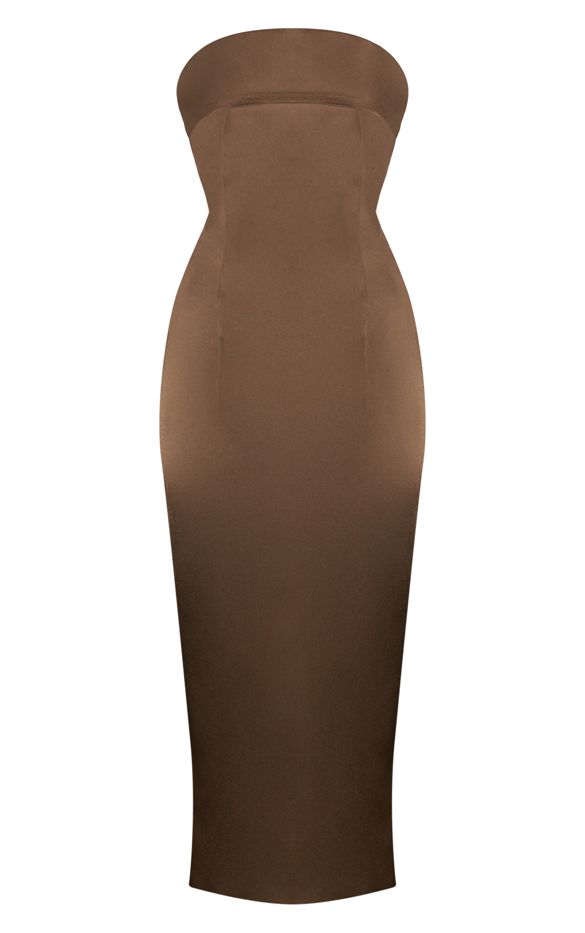 Robe bustier longue satinée taupe foncé à détail replié image 6