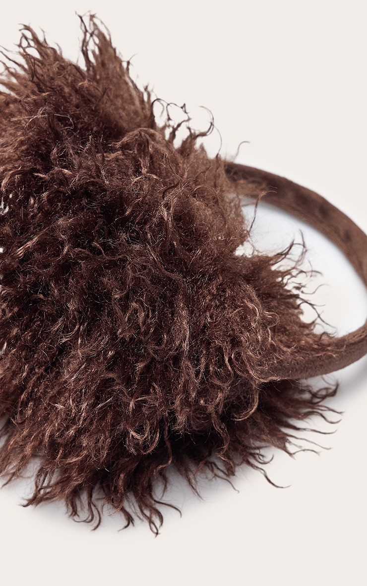 Chocolate Shaggy Faux Fur Ear Muffs image 3