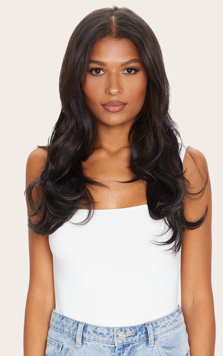 Lullabellz Super Thick 16" 5 Piece Blow Dry Wavy Clip In Hair Extensions Natural Black image 3