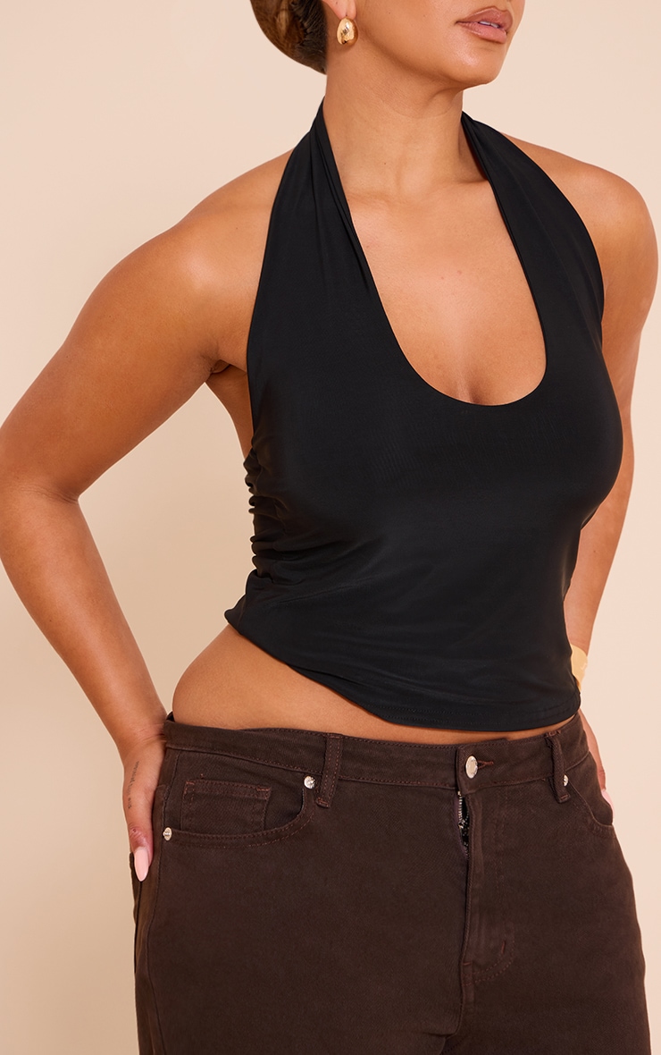 Shape Black Slinky Halterneck Top image 4