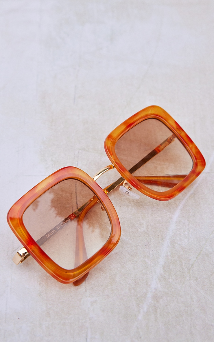 Lunettes de soleil carrées écaille marron oversize image 3