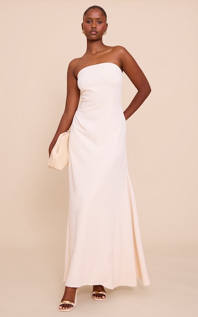 Cream Tailored Woven Bandeau Maxi Dress