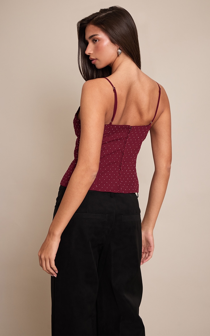 Deep Wine Diamante Cami image 2