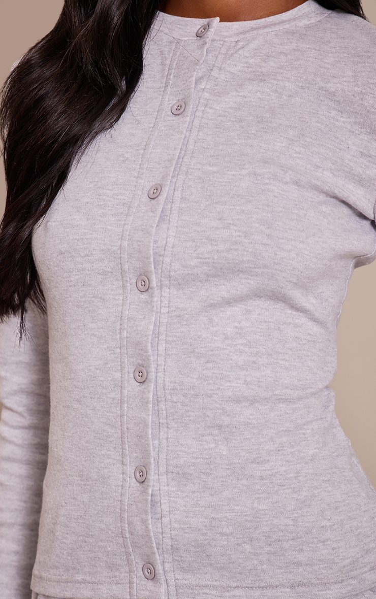 Tall Ash Grey Button Up Soft Touch Top image 4
