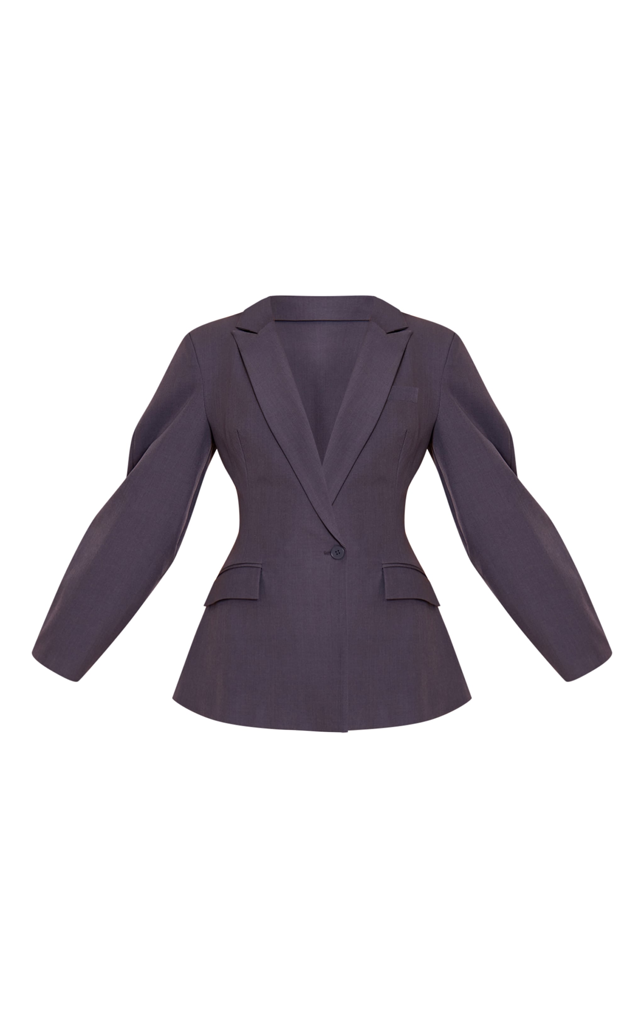 Charcoal Asymmetric Detail Cocoon Sleeve Blazer image 5