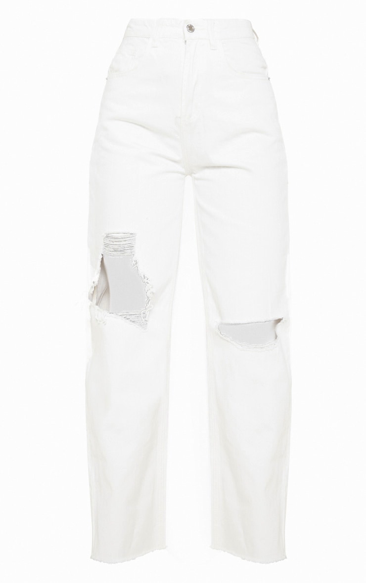 White Cargo Distressed Baggy Jeans 3