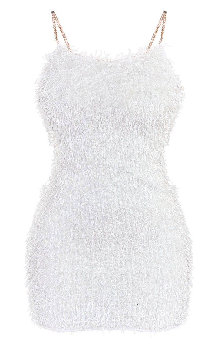 Glitz and Glamour Glitter Feather Detail Mini Dress - White Glitz and Glamour Glitter Feather Detail Mini Dress - White