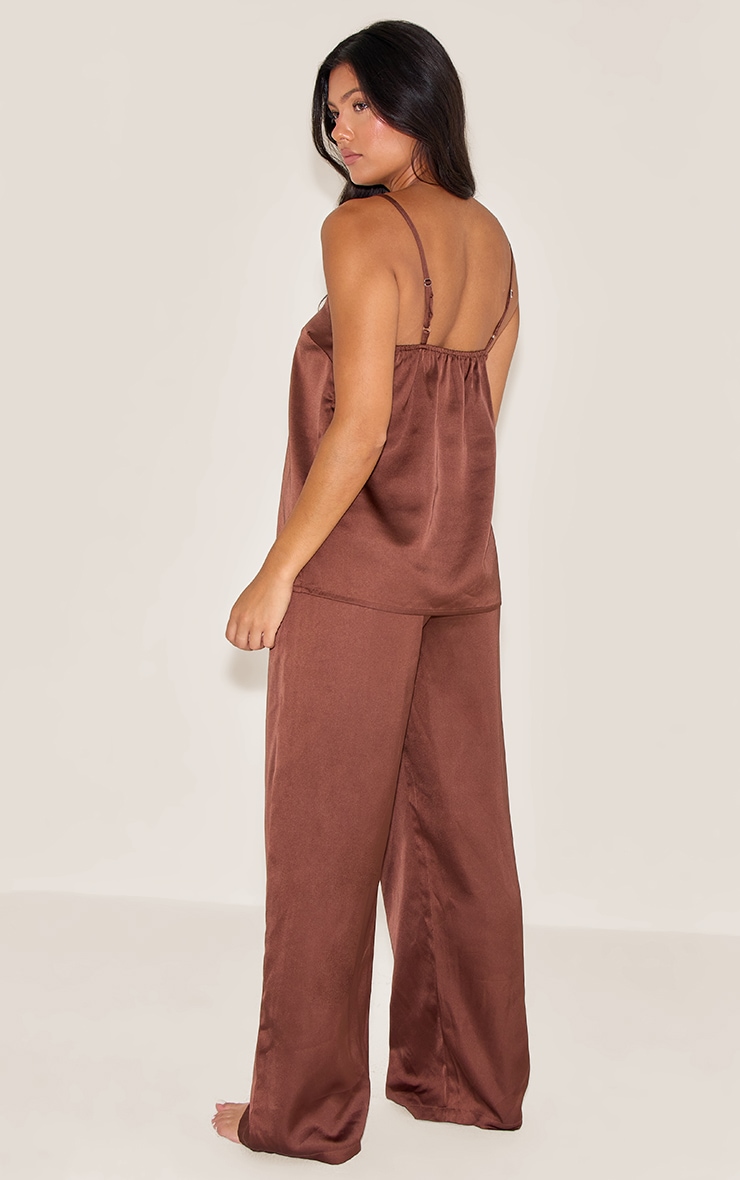 Chocolate Satin Cami And Trouser Pj Set image 2
