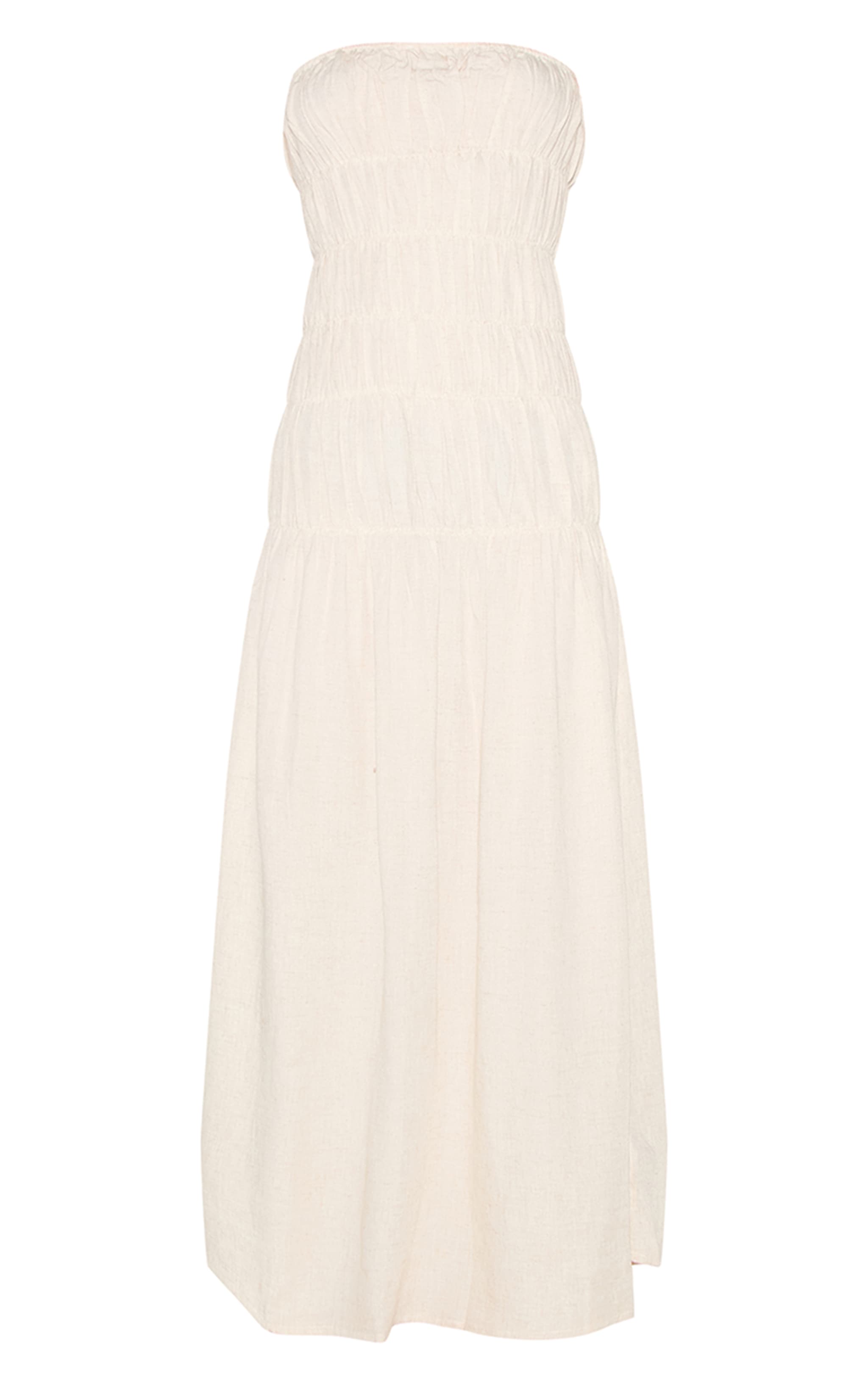 Natural Bandeau Ruched Detail Maxi Dress image 5