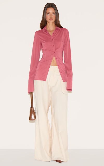 Chemise ajustée en mousseline de soie rose blush