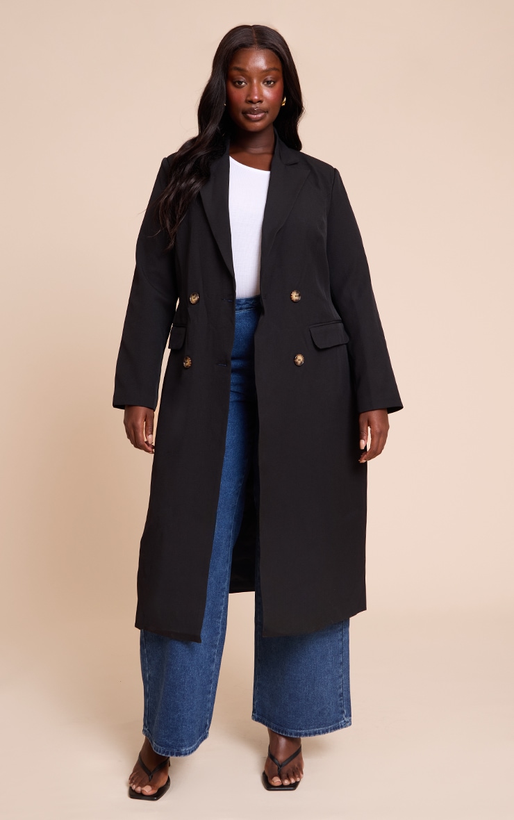 Plus Black Maxi Length Duster Coat image 1