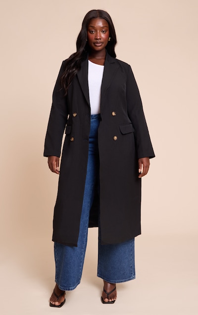 Plus Black Maxi Length Duster Coat