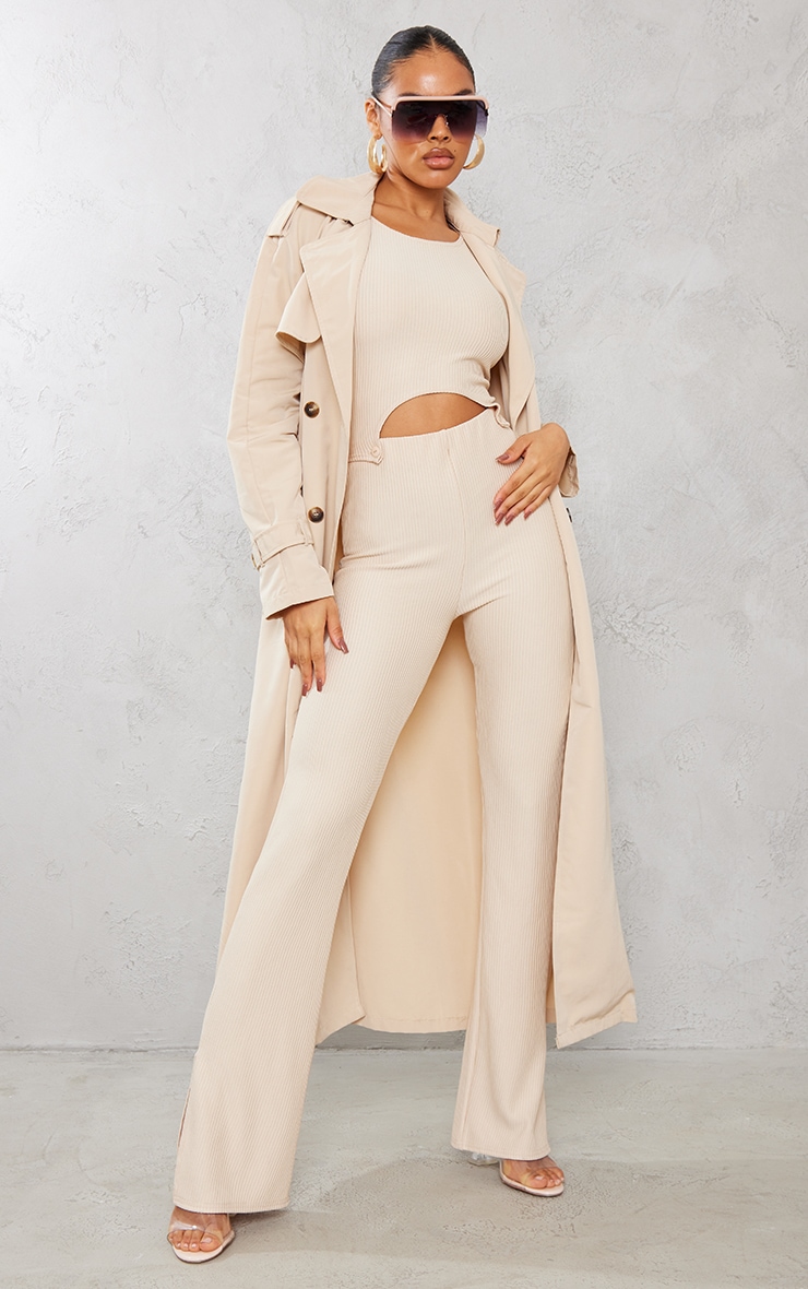 Stone Button Waist Rib Racer Jumpsuit