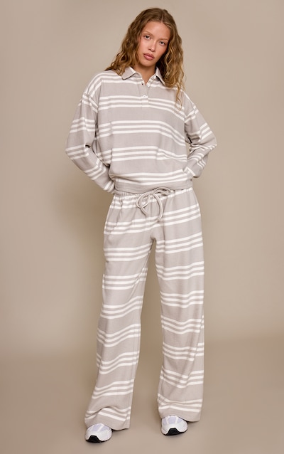 Pantalon large très doux gris à rayures