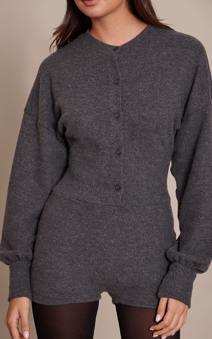 Combishort moulant côtelé gris à boutons image 4