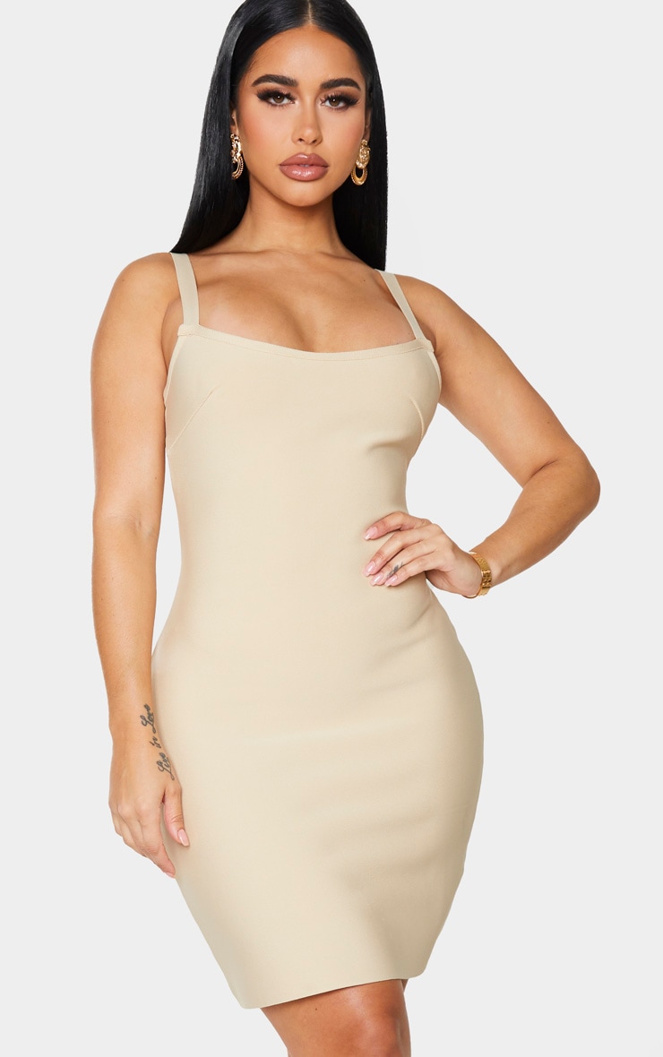 Shape Stone Bandage Strappy Bodycon Dress