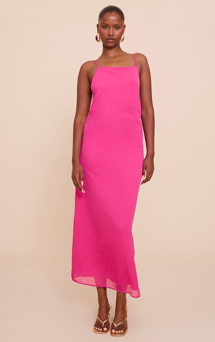 Pink Woven Cami Trim Detail Maxi Dress image 2