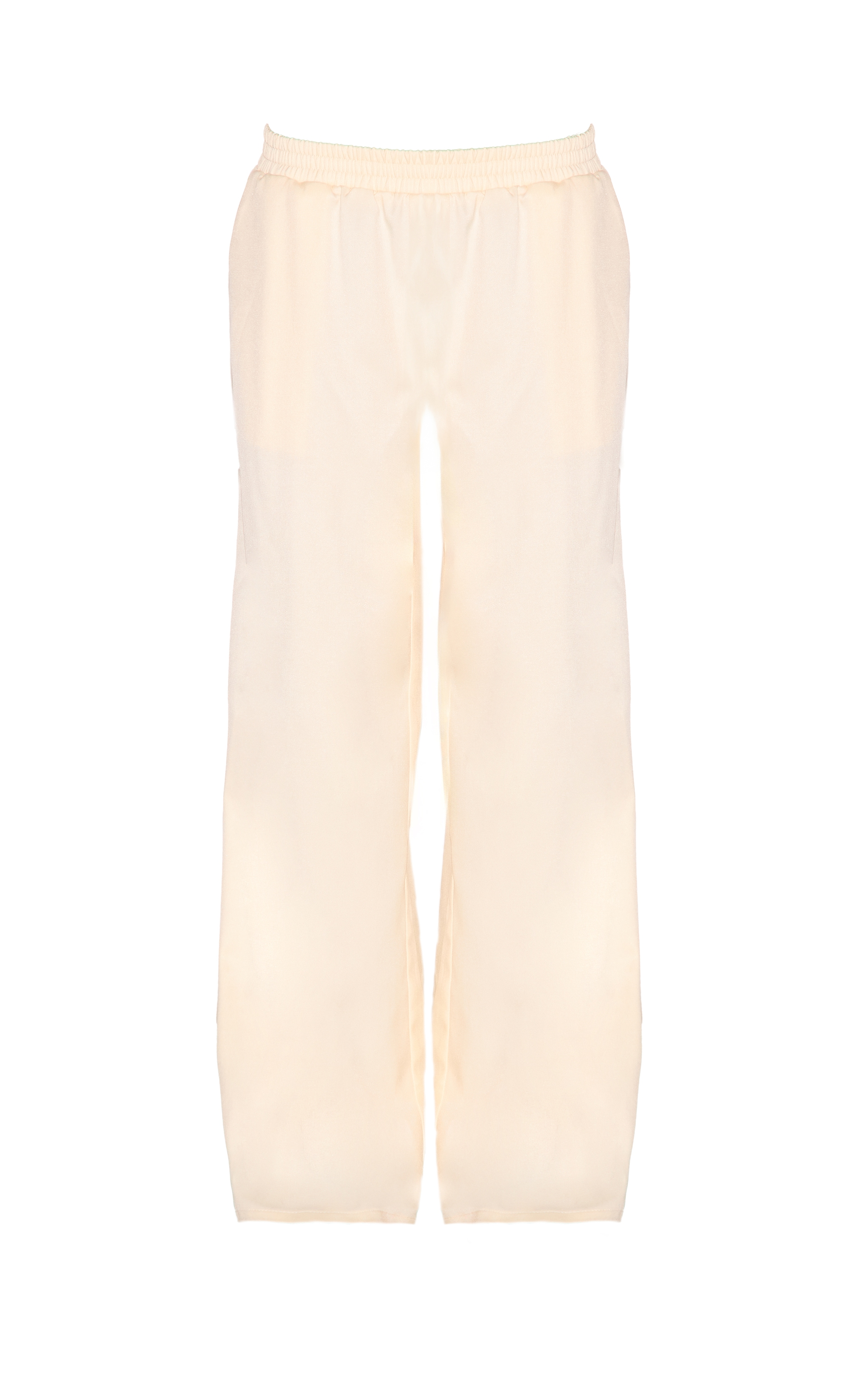 Pantalon large tissé crème à taille élastique image 5