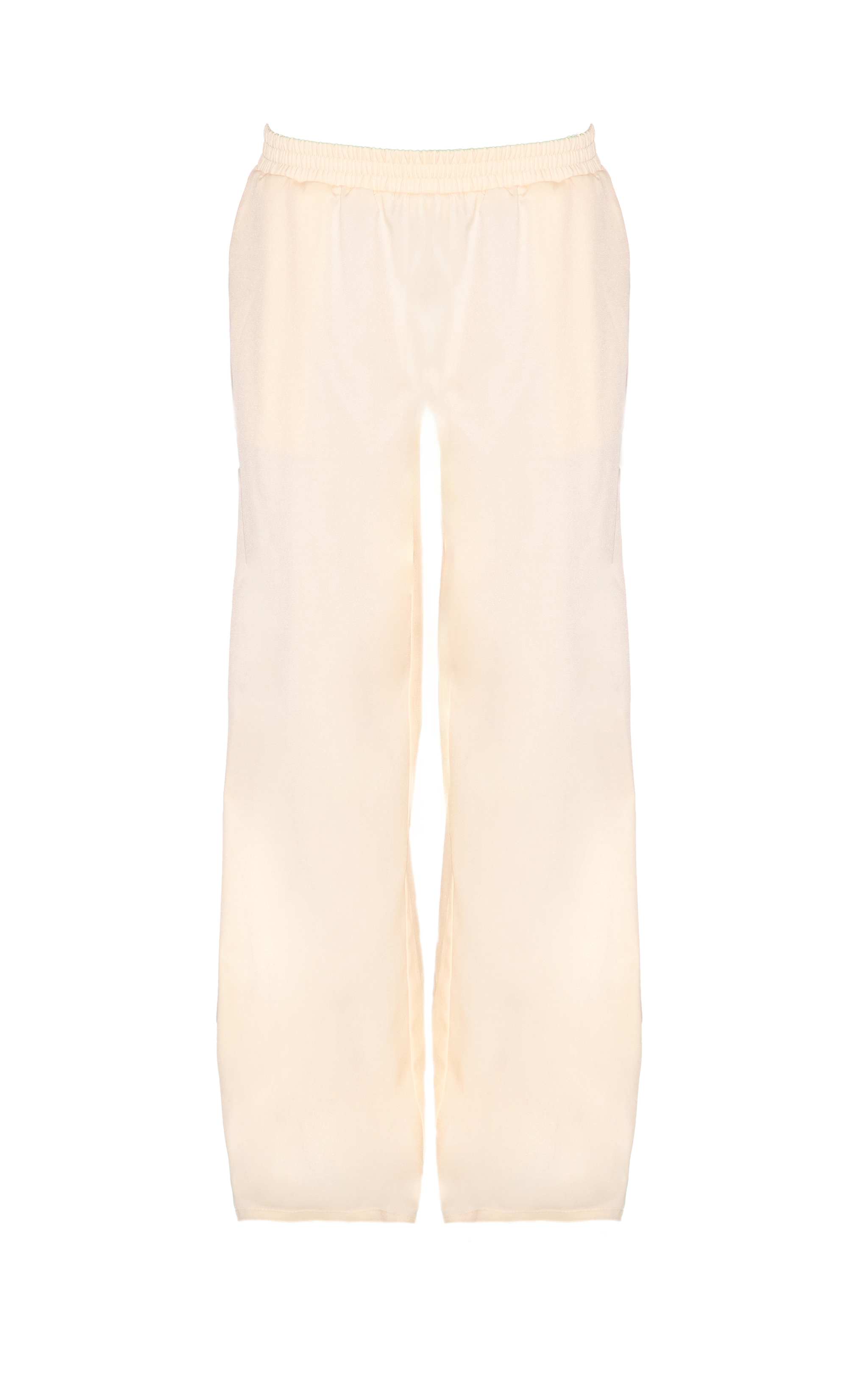 Cream Woven Elasticated Waist Wide Leg Pants image 5