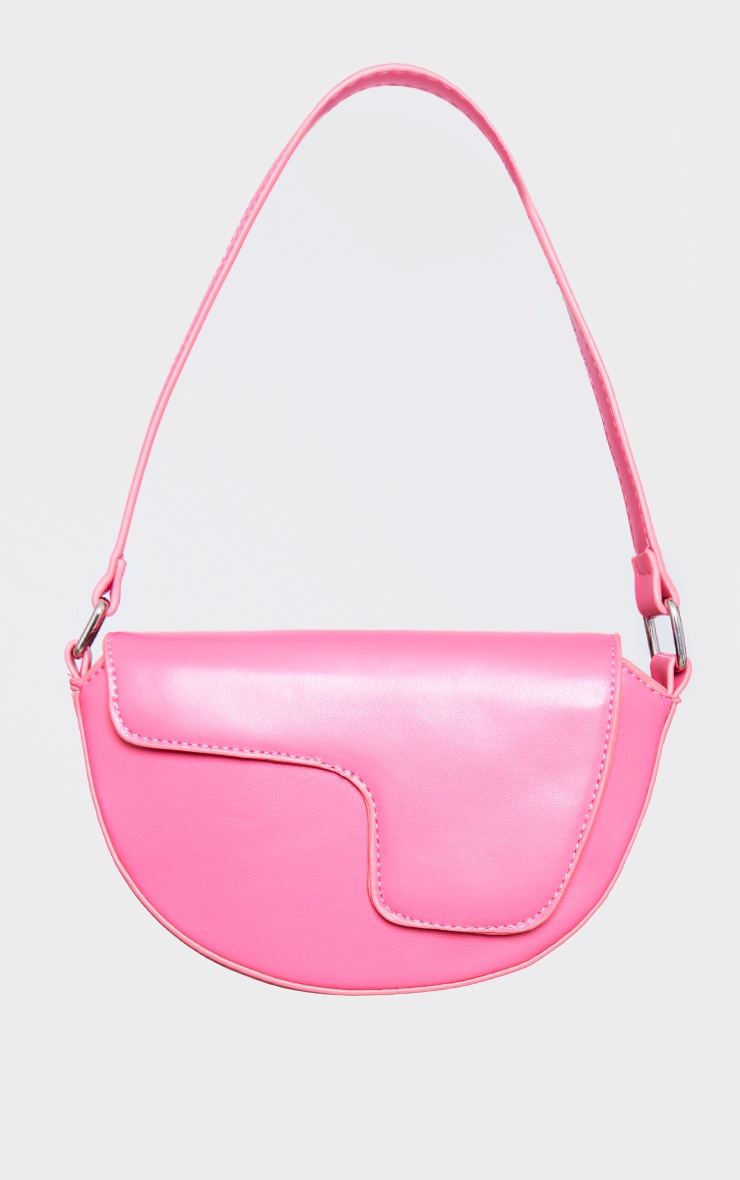 Pink PU Cut Out Flap Shoulder Bag image 2