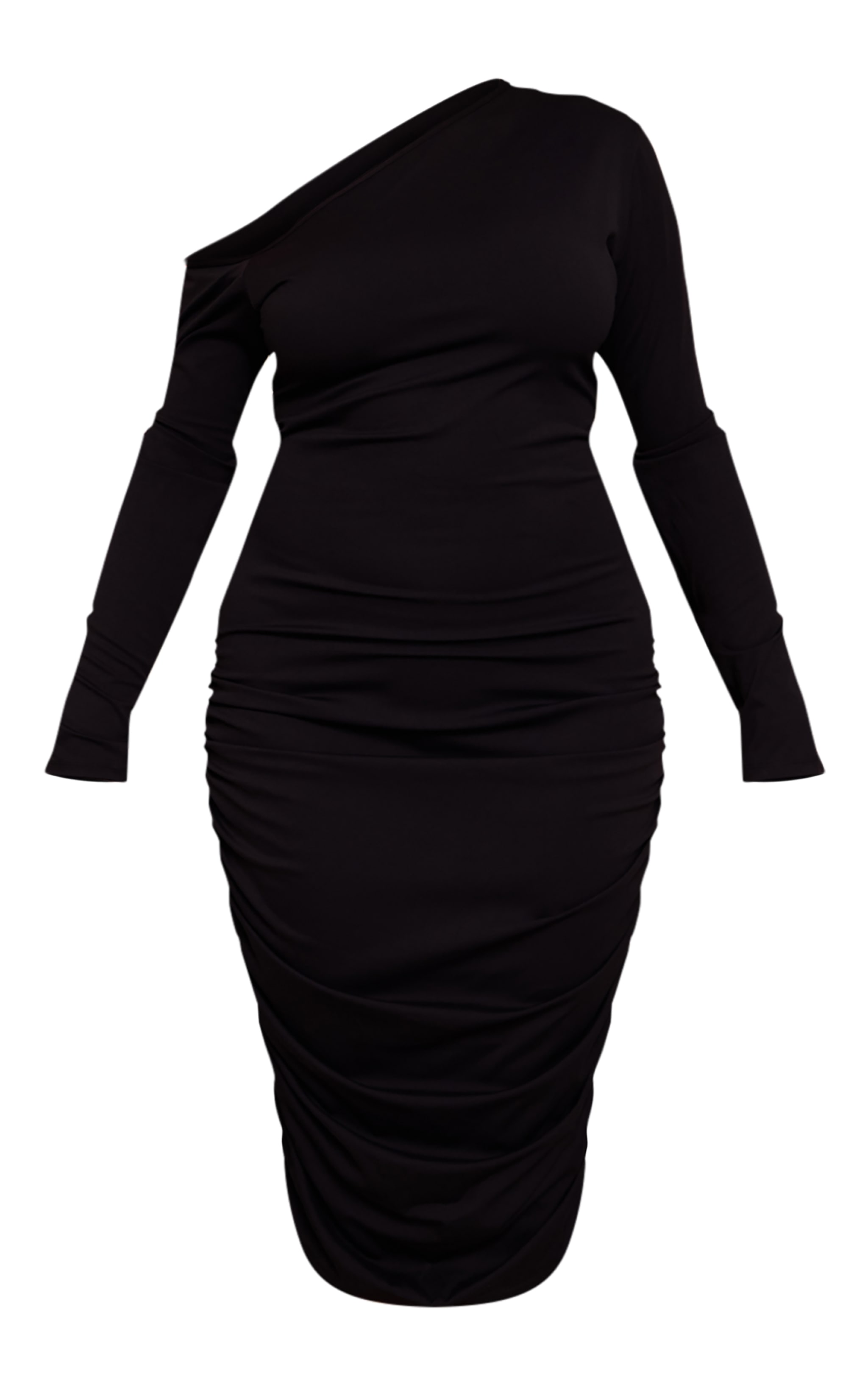Plus Black Sculpt Off Shoulder Ruched Midi Dress image 5