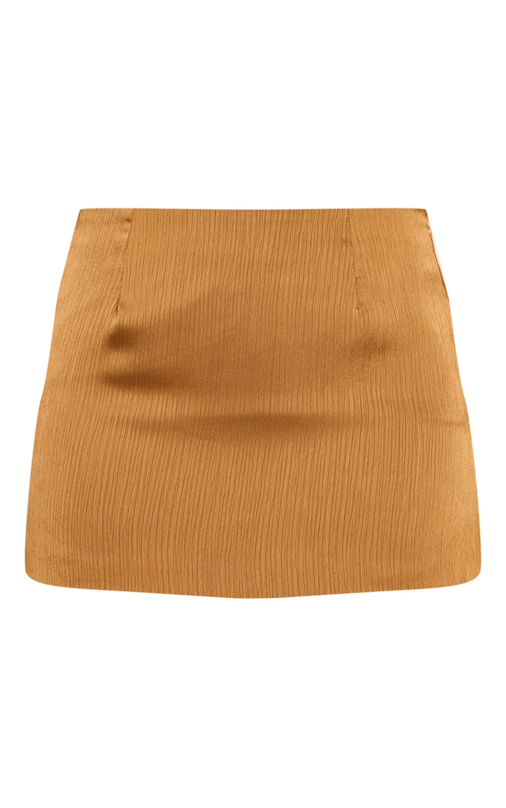 Dark Chartreuse Textured Satin A Line Mini Skirt image 6