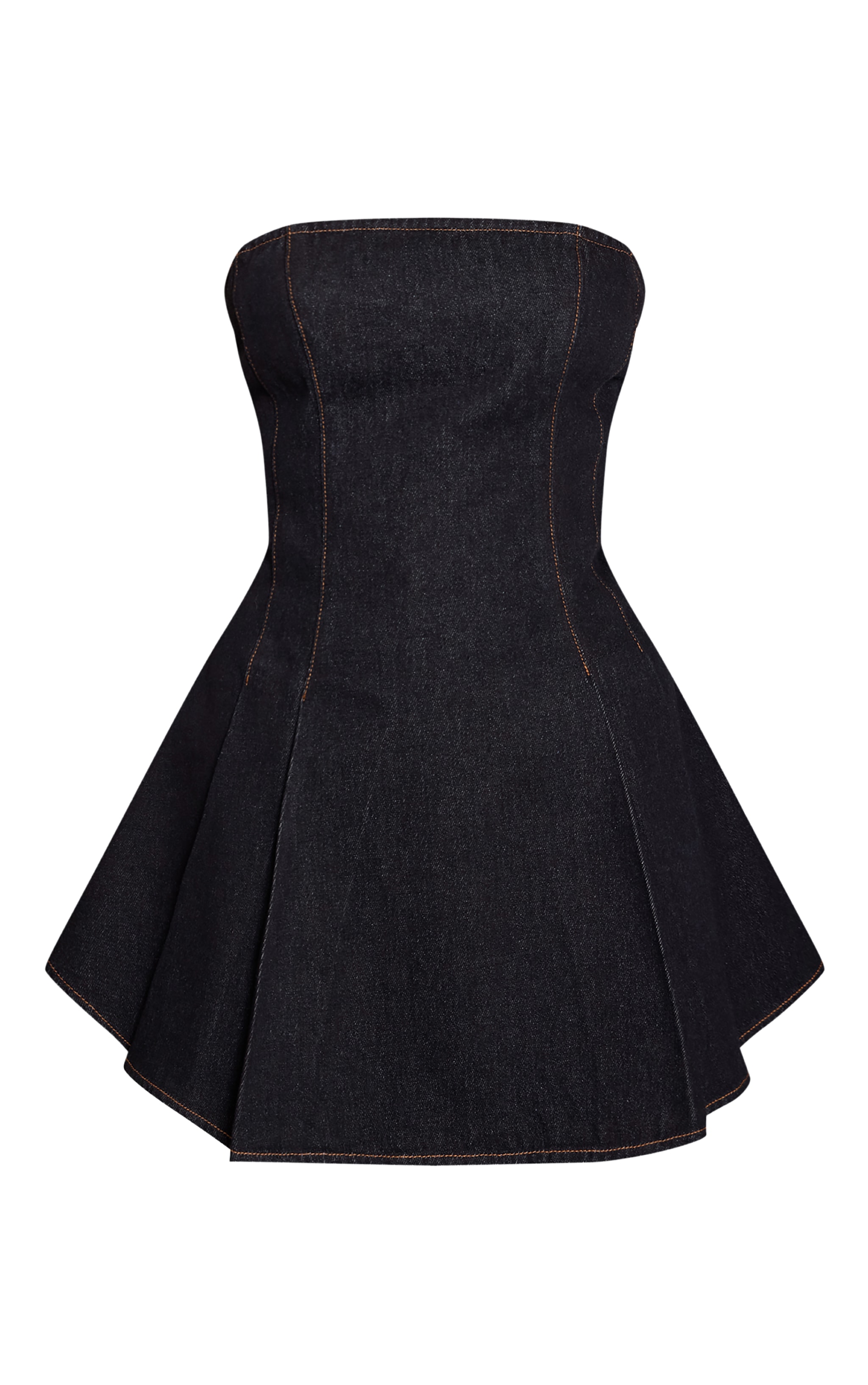 Raw Indigo Strapless Pleat Detail Denim Mini Dress image 5