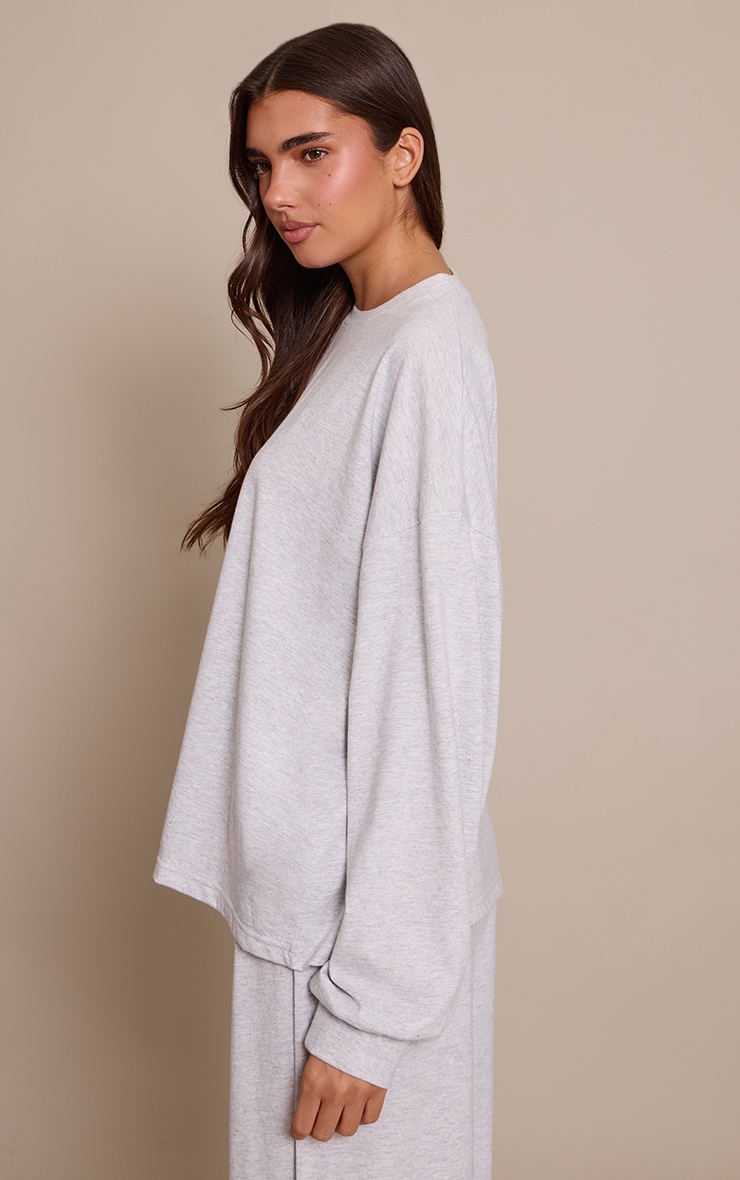 Ash Grey Long Sleeve Oversized Pyjama Top image 2