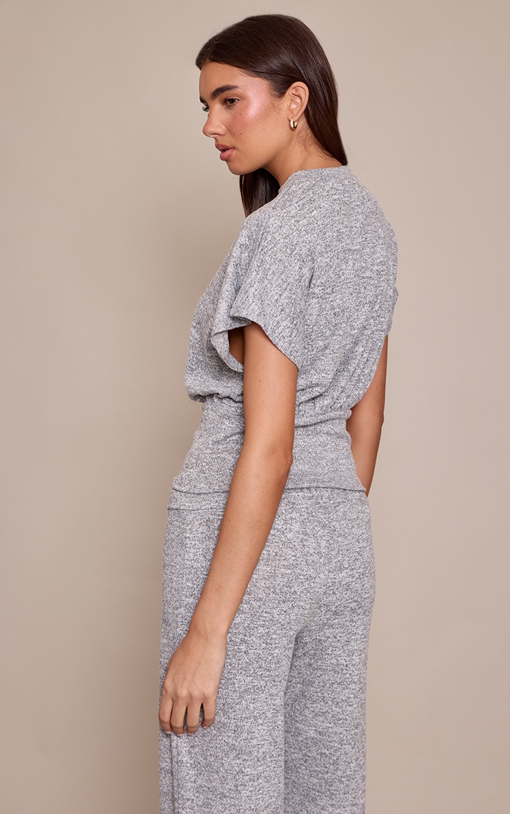 Grey Melange Cinched Waist Top image 2