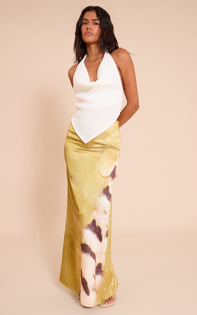 Lime Shell Print Floaty Maxi Skirt