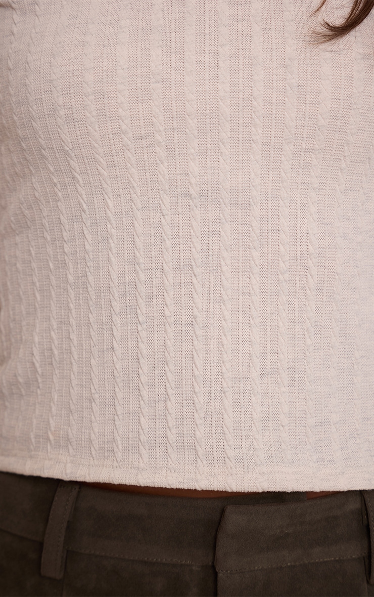 Cream  Cable Scoop Neck Long Sleeve Top image 4
