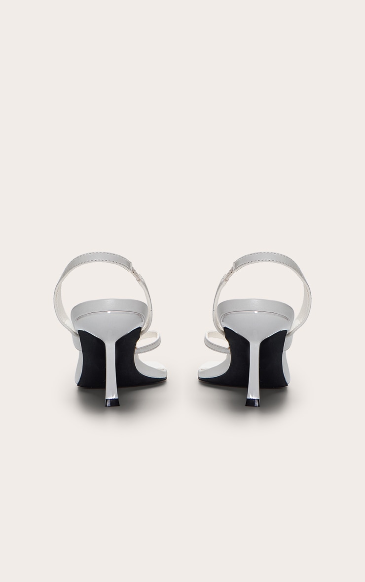 White Toe Thong Square Toe Heeled Sandals image 4