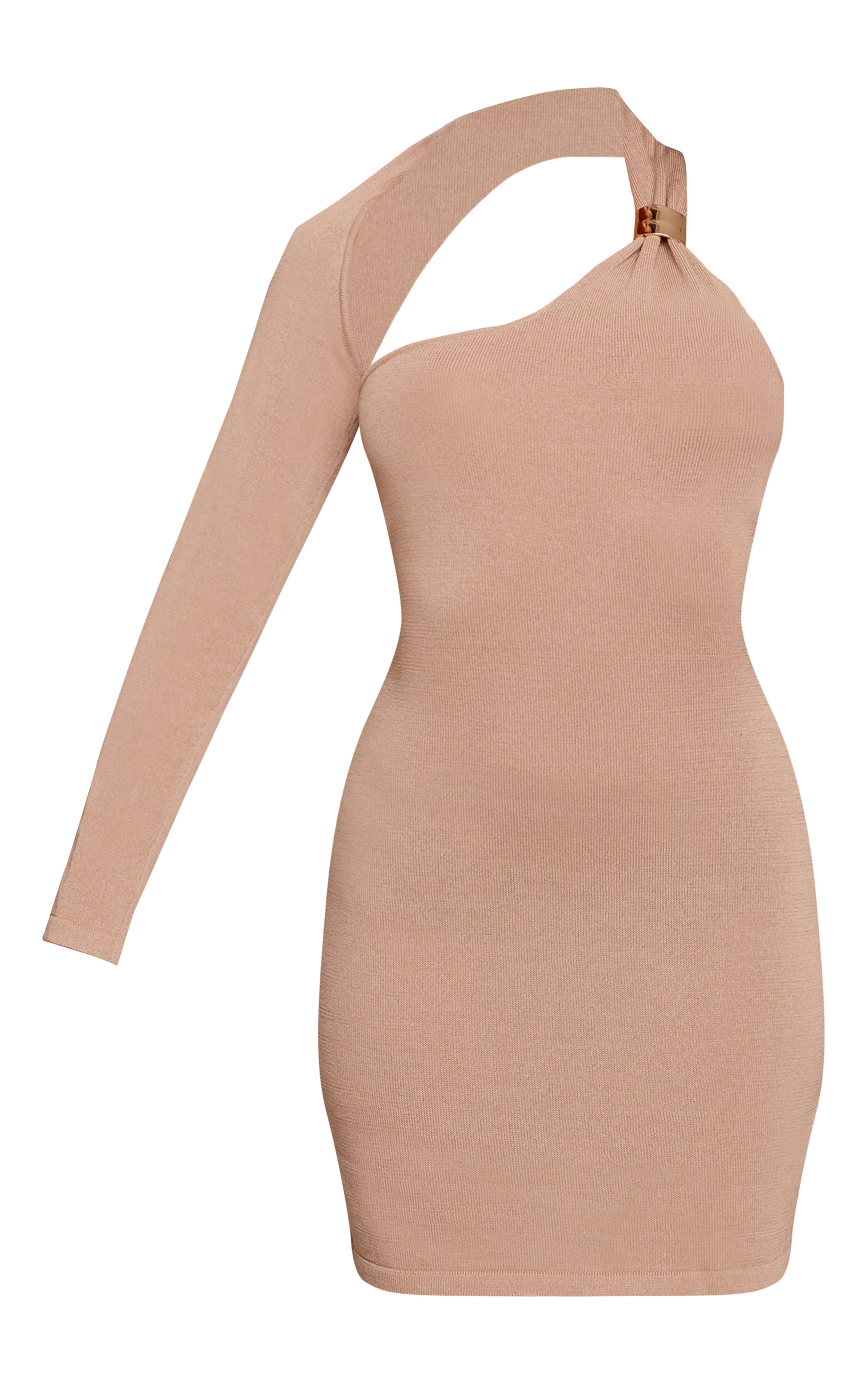 Beige Trim Detail Single Sleeve Dress image 5