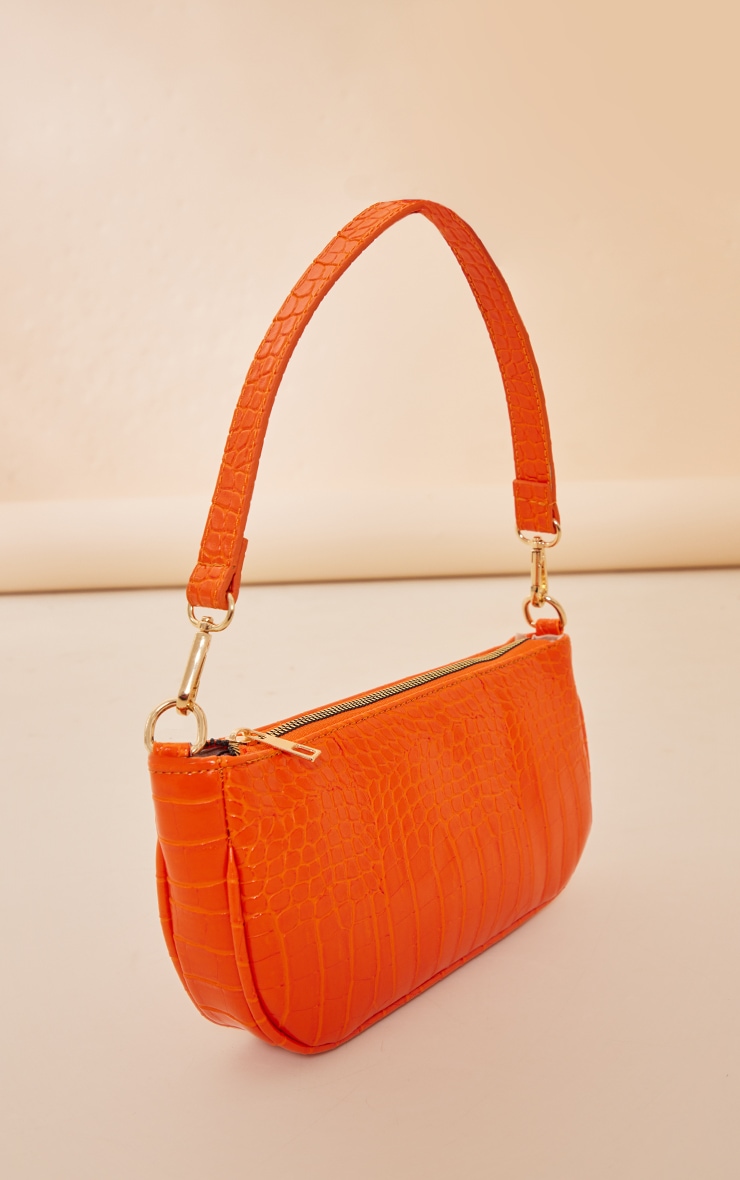 Orange Croc Shoulder Bag Accessories PrettyLittleThing AUS