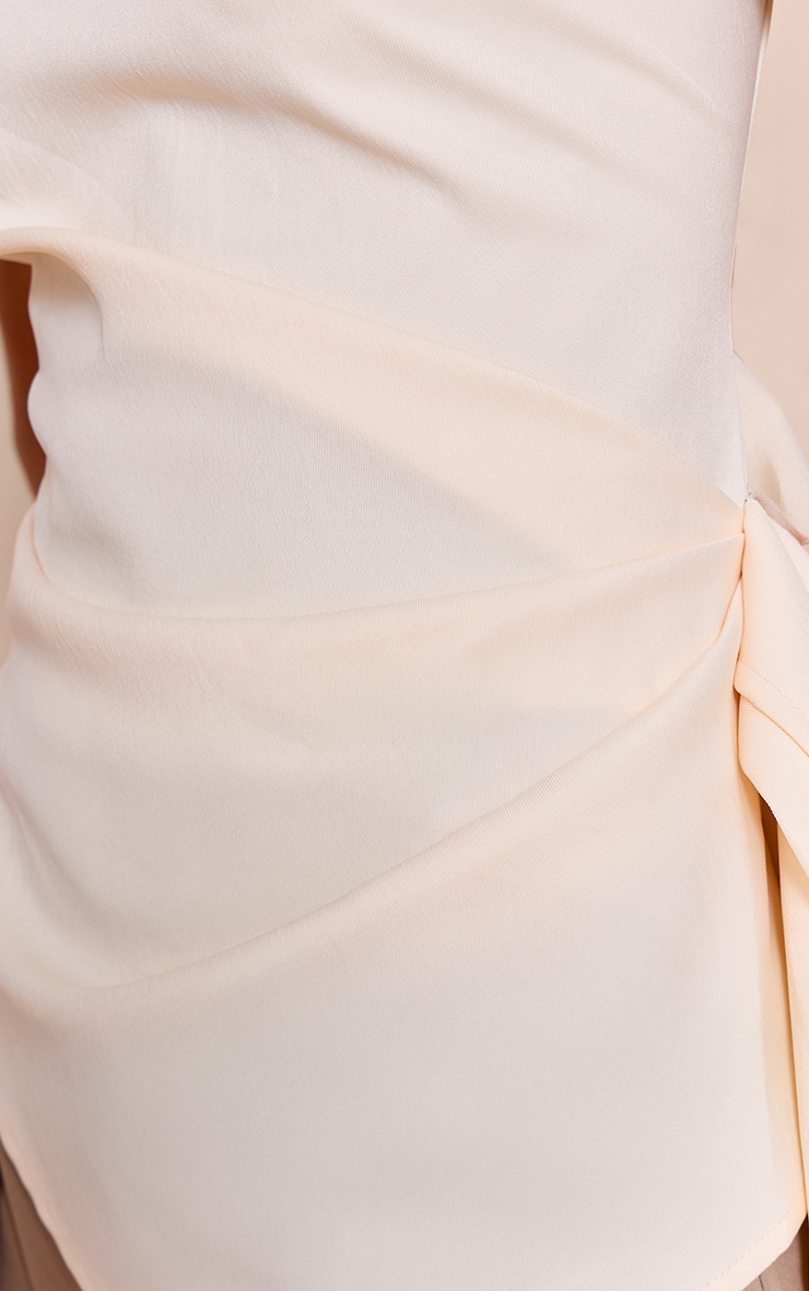 Butter Milk  Woven One Shoulder Drape Detail Top image 4