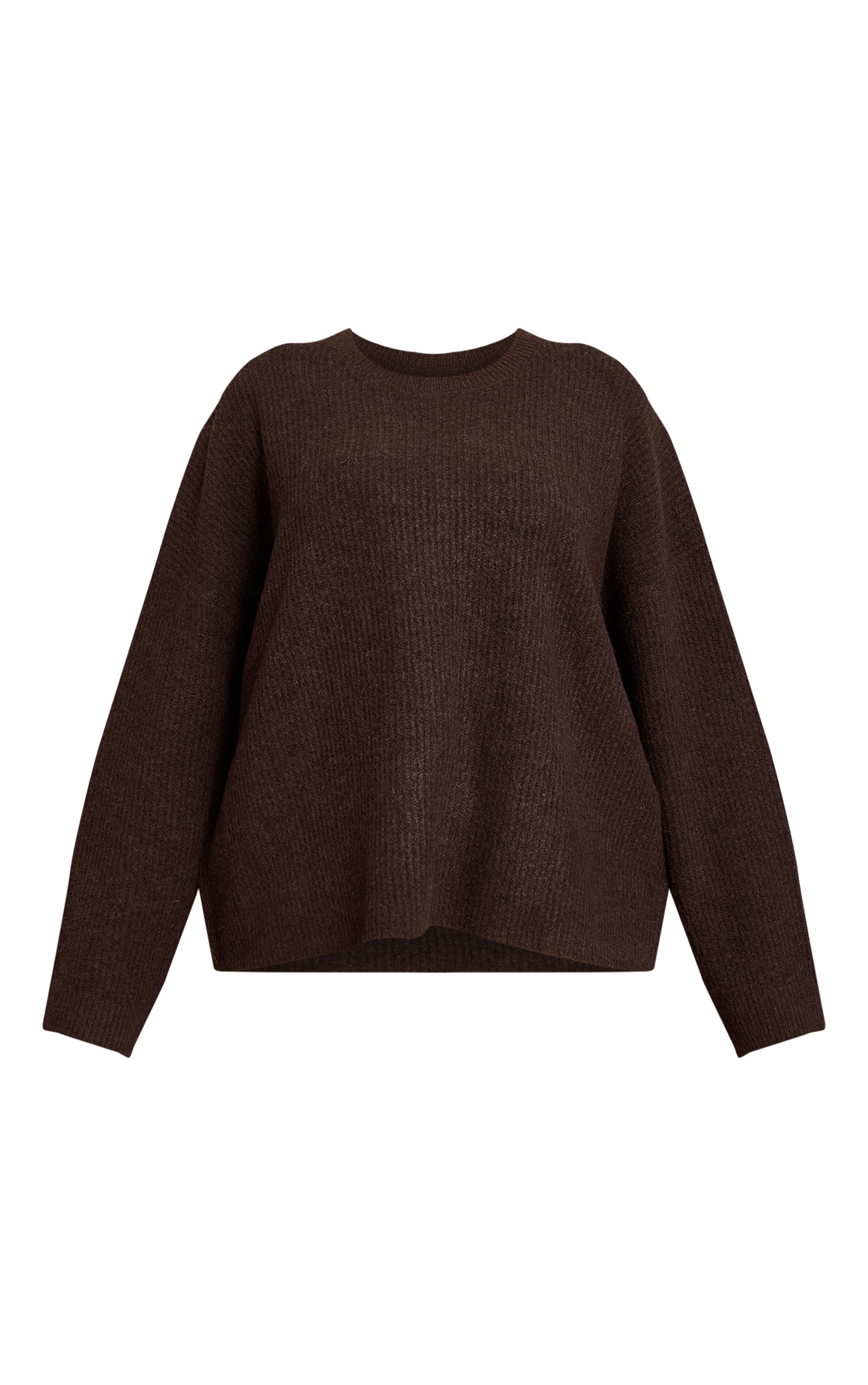 Plus Chocolate Round Neck Knit Raglan Sleeve Sweater image 5