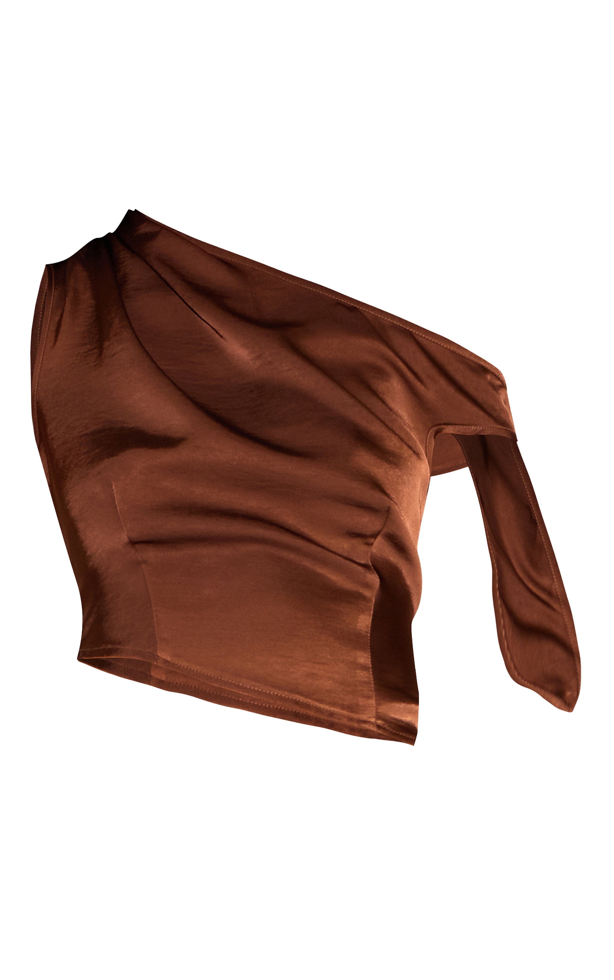 Chocolate Tie Shoulder Satin Top image 5