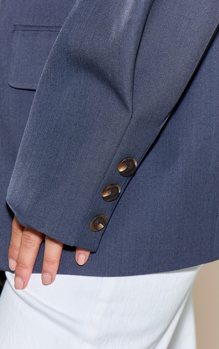 Steel Grey Super Boxy Sleeve Seam Detail Blazer image 4