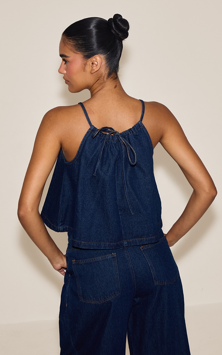 Top fluide en jean indigo sans manches image 2