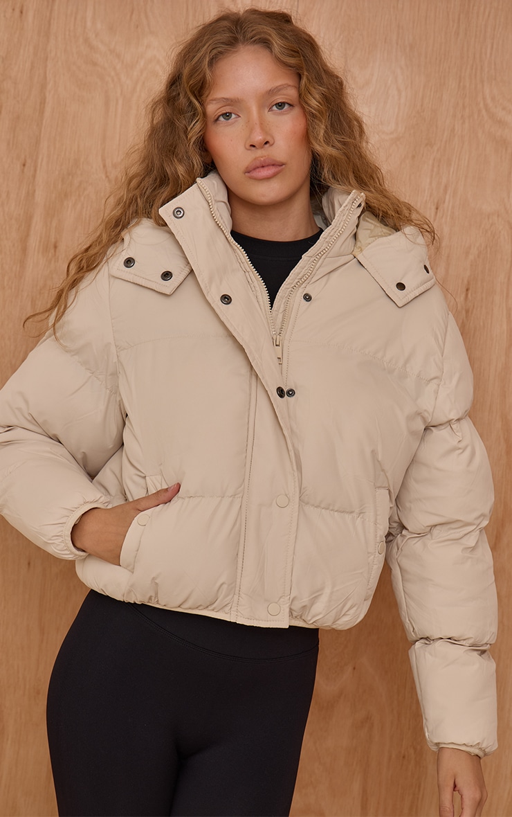 Cream Hooded Puffer Coat