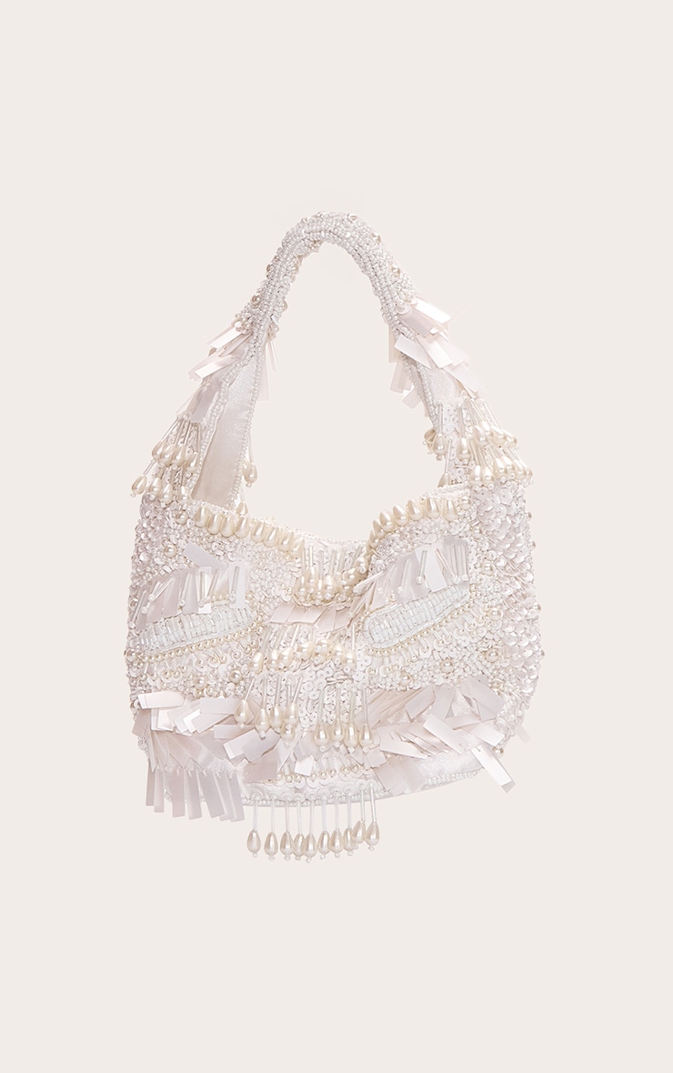 Cream Ornate Sequin Beaded Bag image 2