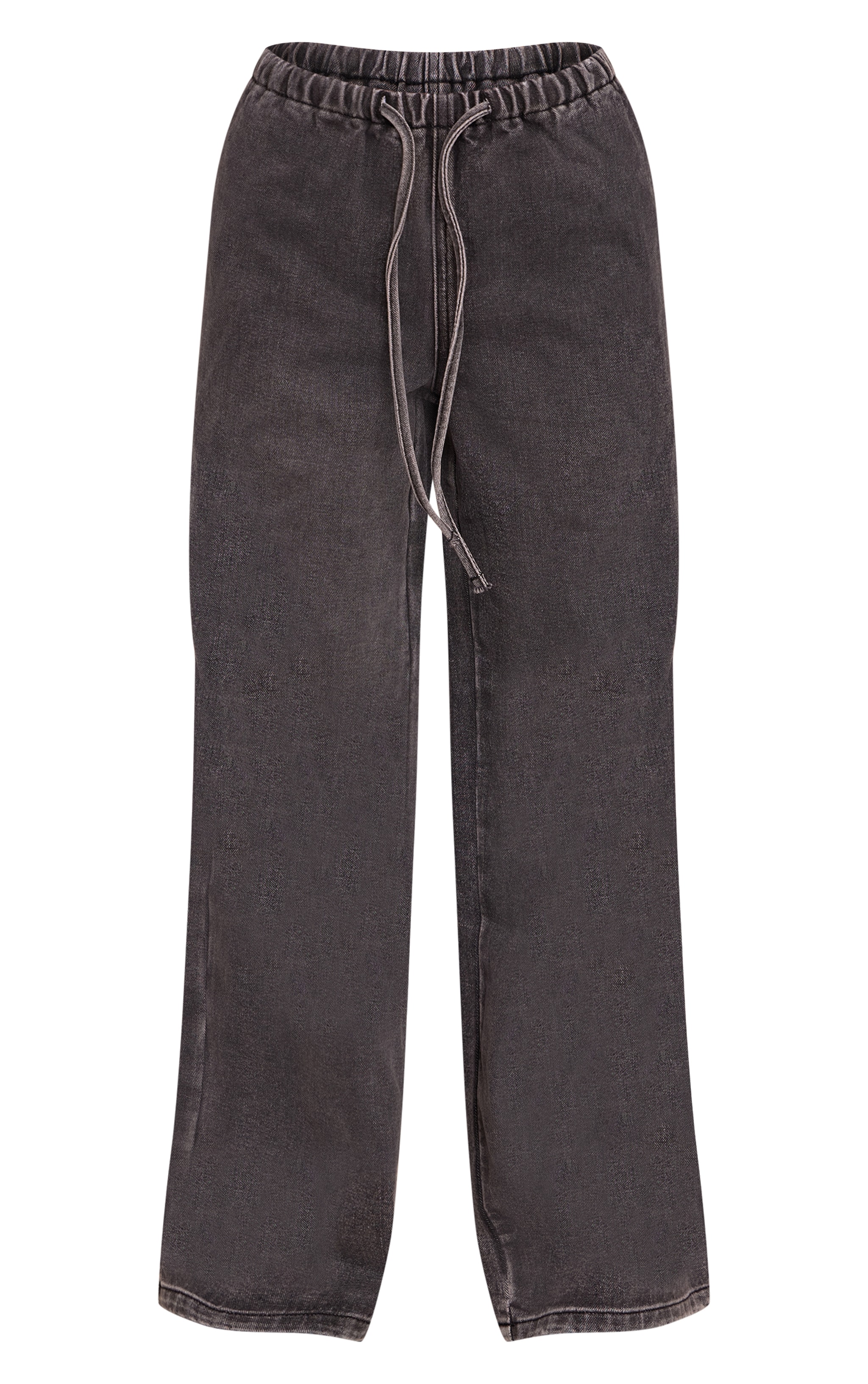 Petite Grey Wash Elasticated Tie Waist Wide Leg Jeans image 5