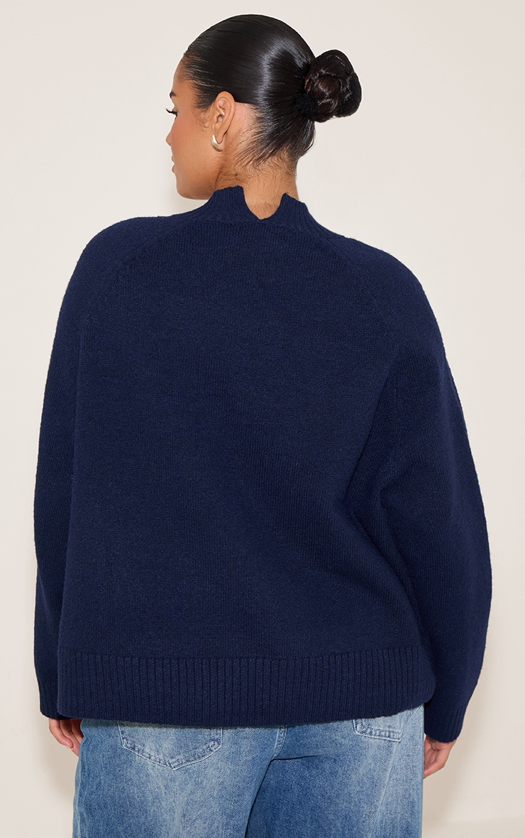 Plus Navy Turtleneck Knit Jumper image 2