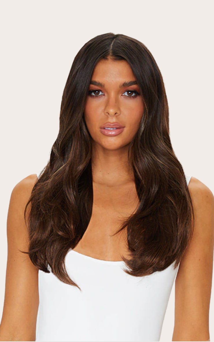 Lullabellz Super Thick 16" 5 Piece Blow Dry Wavy Clip In Hair Extensions Warm Brunette image 1